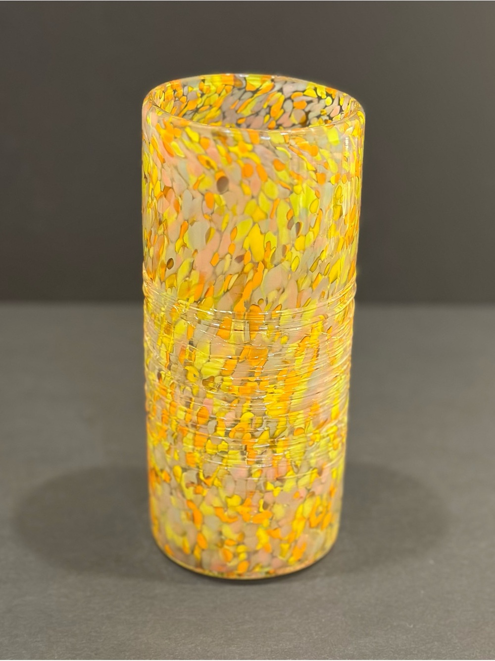 Stories of Italy Handblown Macchia su Macchia Murano Vase Mustard & Violet Glass